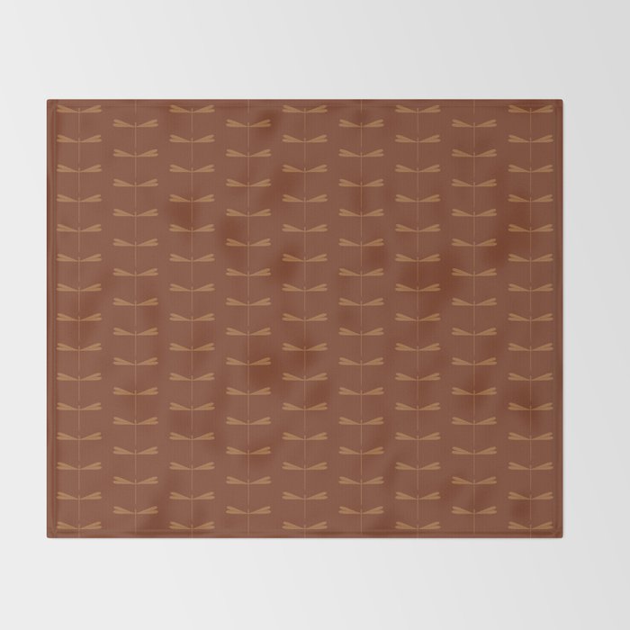 Dragonfly Pattern IV Brick Red Throw Blanket Gallery Image 2