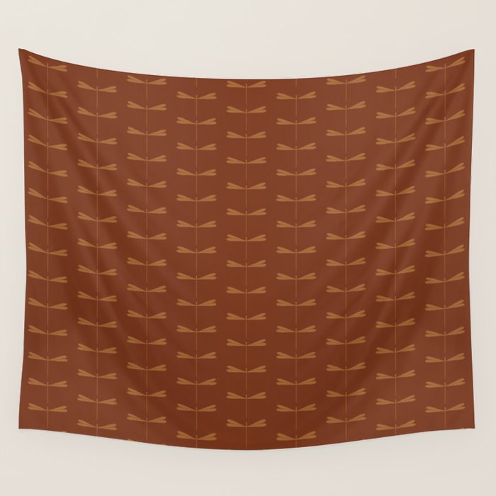 Dragonfly Pattern IV Brick Red Wall Tapestry Gallery Image 1