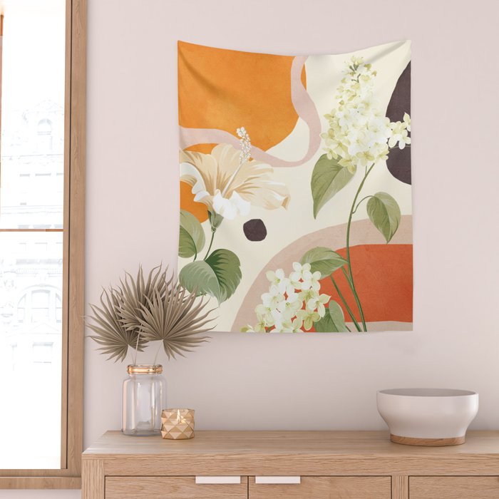 Colorful Flower Design 4 Wall Tapestry Gallery Image 2