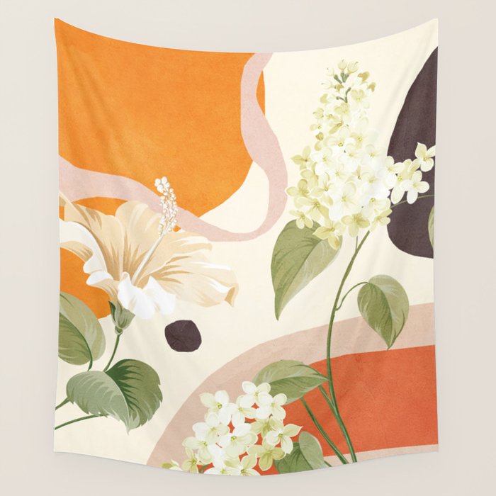 Colorful Flower Design 4 Wall Tapestry Gallery Image 1