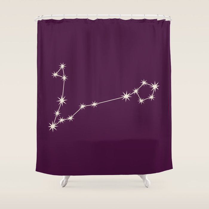 Pisces Zodiac Star Constellation Line Art Plum Purple Shower Curtain Gallery Image 1