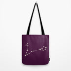 Pisces Zodiac Star Constellation Line Art Plum Purple Tote Bag Gallery Image 2