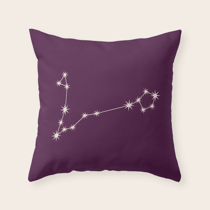 Pisces Zodiac Star Constellation Line Art Plum Purple Throw Pillow Gallery Image 6