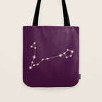 Pisces Zodiac Star Constellation Line Art Plum Purple Tote Bag Gallery Image 1