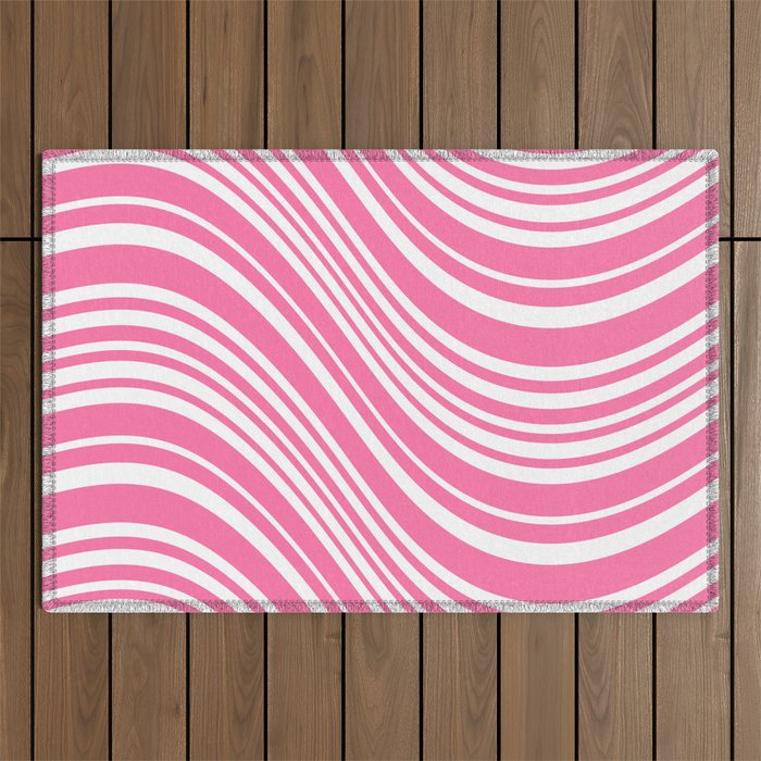Wavy Stripes XXXIII - 90s Barbie Pink Outdoor Rug Gallery Image 1