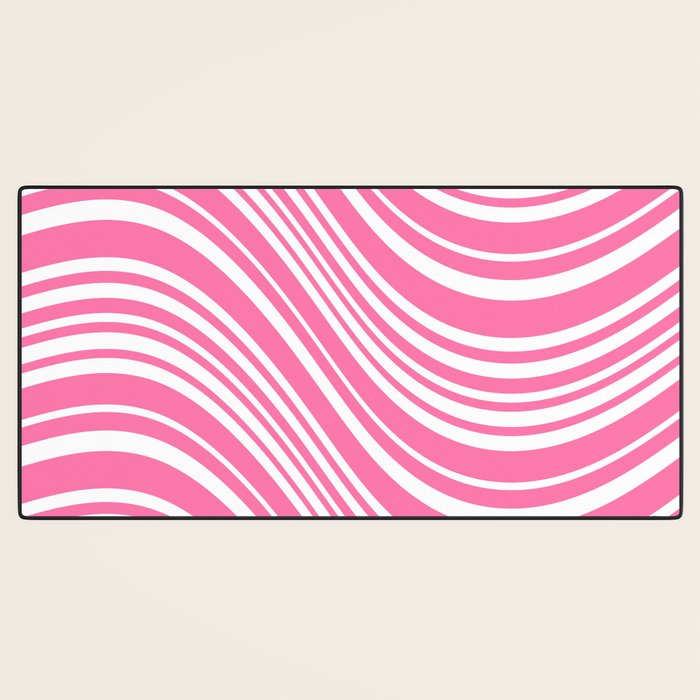 Wavy Stripes XXXIII - 90s Barbie Pink Desk Mat Gallery Image 3