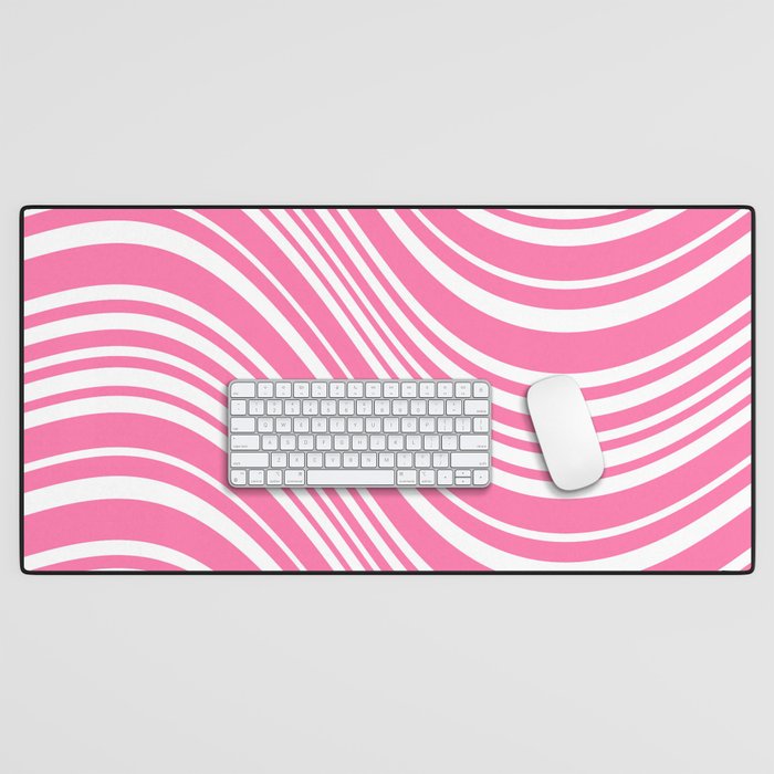 Wavy Stripes XXXIII - 90s Barbie Pink Desk Mat Gallery Image 1