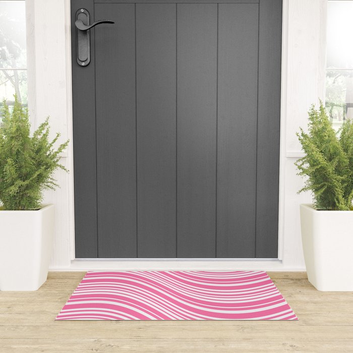 Wavy Stripes XXXIII - 90s Barbie Pink Welcome Mat Gallery Image 3