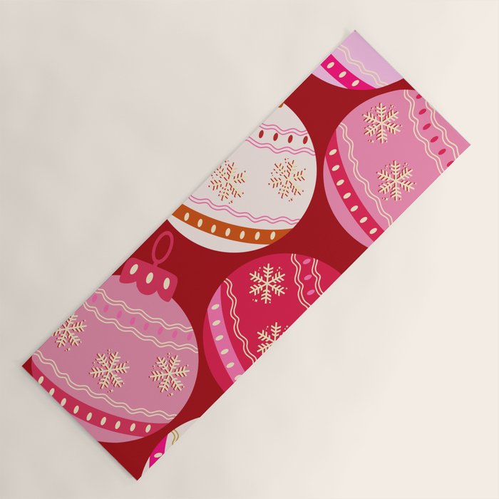 Pink Christmas Decorations Retro Baubles Yoga Mat Gallery Image 1