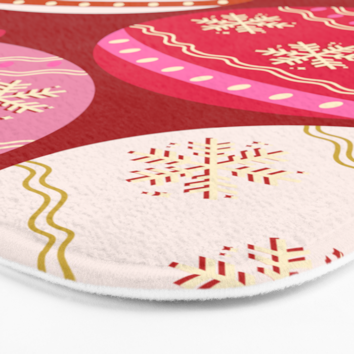 Pink Christmas Decorations Retro Baubles Bath Mat Gallery Image 3