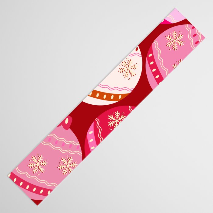 Pink Christmas Decorations Retro Baubles Table Runner Gallery Image 3