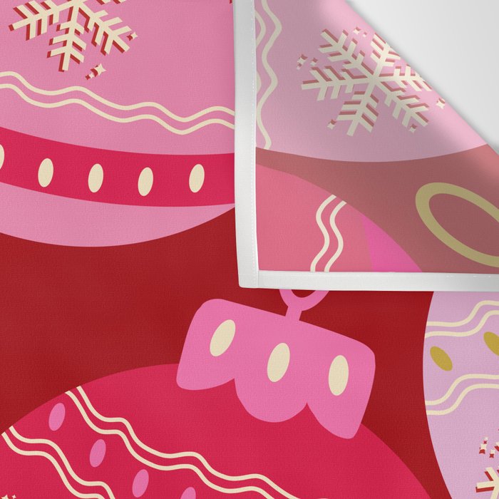 Pink Christmas Decorations Retro Baubles Wall Tapestry Gallery Image 3