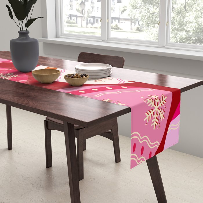 Pink Christmas Decorations Retro Baubles Table Runner Gallery Image 2