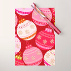 Pink Christmas Decorations Retro Baubles Wrapping Paper Gallery Image 1