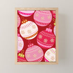 Pink Christmas Decorations Retro Baubles Mini Art Print Gallery Image 1