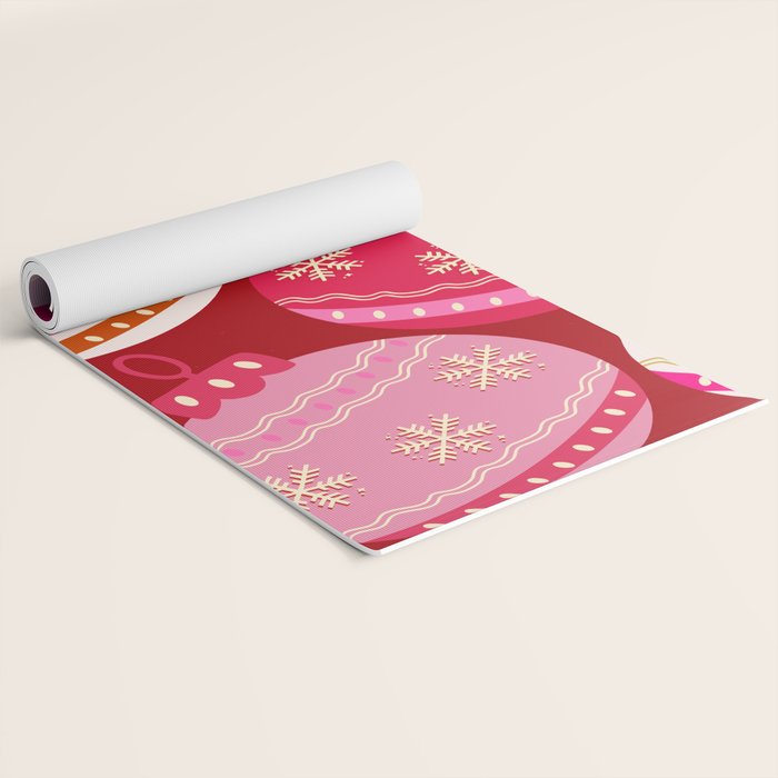 Pink Christmas Decorations Retro Baubles Yoga Mat Gallery Image 2
