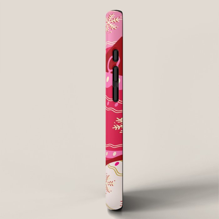 Pink Christmas Decorations Retro Baubles iPhone Case Gallery Image 2