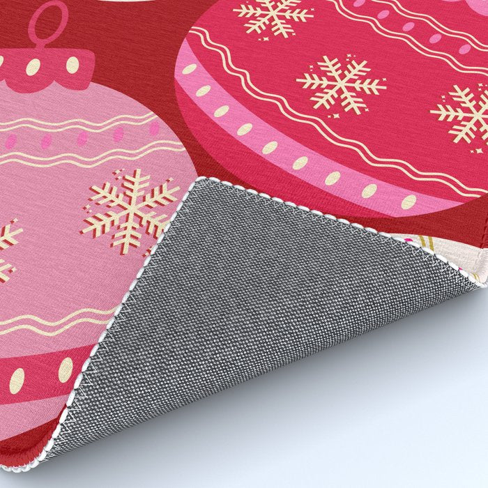 Pink Christmas Decorations Retro Baubles Rug Gallery Image 4