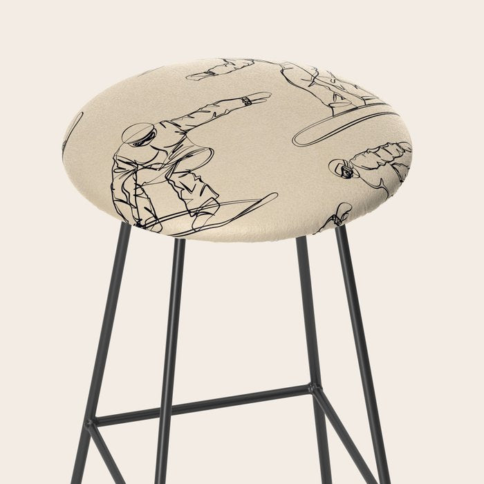 Minimal Snowboarders Line Art 2 Stool Gallery Image 2