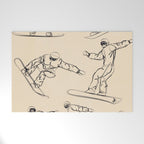Minimal Snowboarders Line Art 2 Welcome Mat Gallery Image 1
