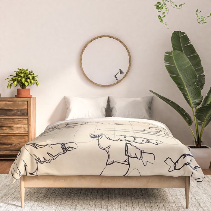 Minimal Snowboarders Line Art 2 Comforter Gallery Image 3