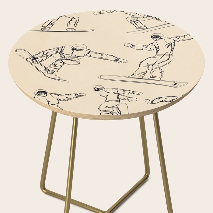 Minimal Snowboarders Line Art 2 Side Table Gallery Image 2