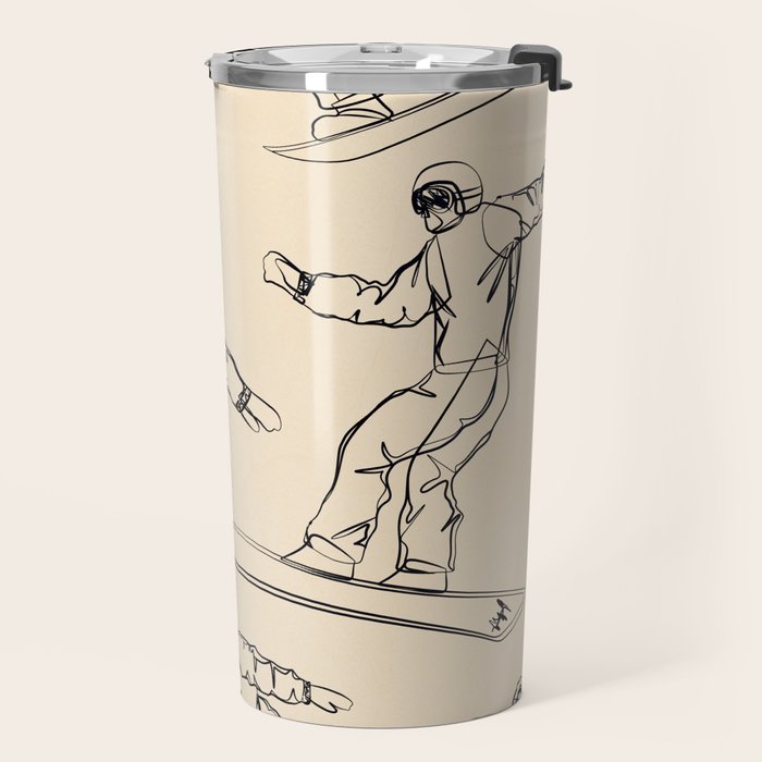 Minimal Snowboarders Line Art 2 Travel Mug Gallery Image 2