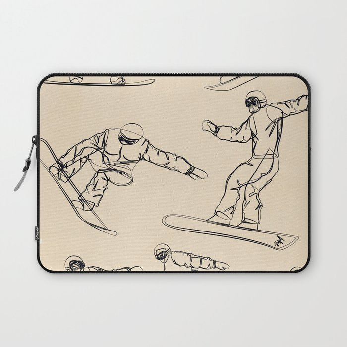Minimal Snowboarders Line Art 2 Laptop Sleeve Gallery Image 1