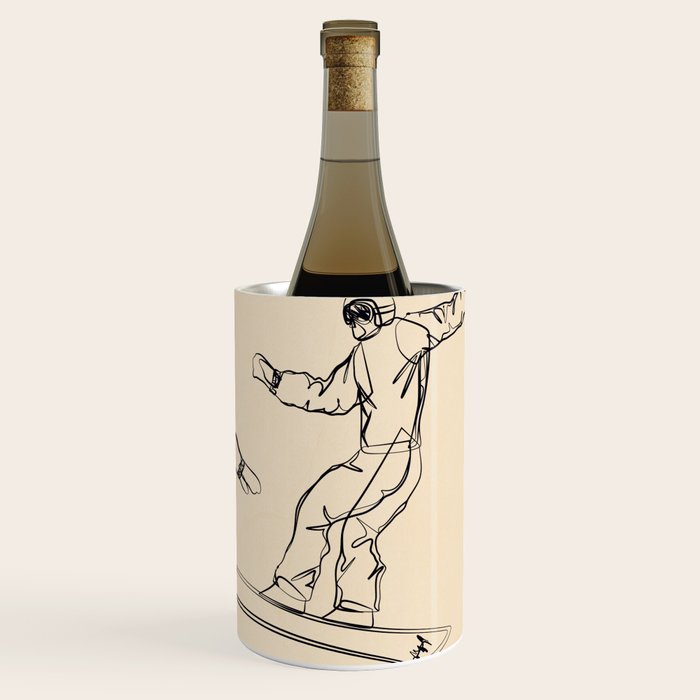 Minimal Snowboarders Line Art 2 Wine Chiller Gallery Image 3