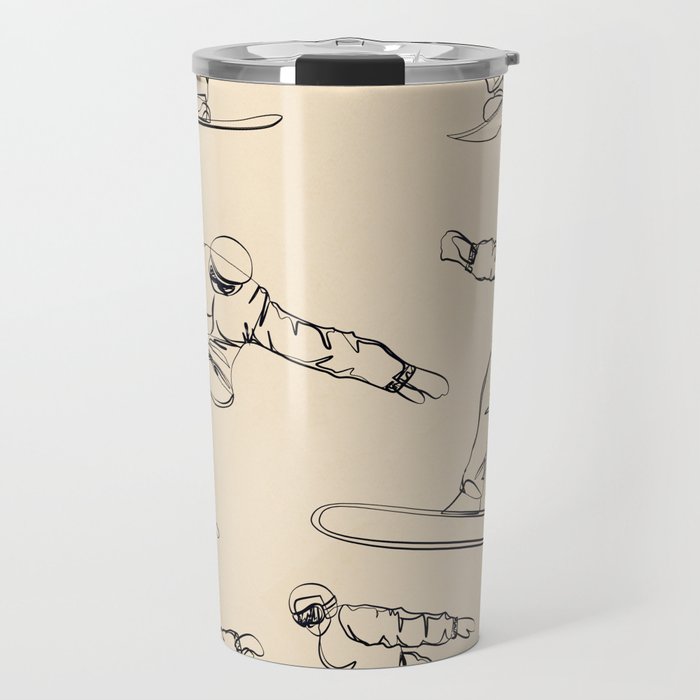 Minimal Snowboarders Line Art 2 Travel Mug Gallery Image 1