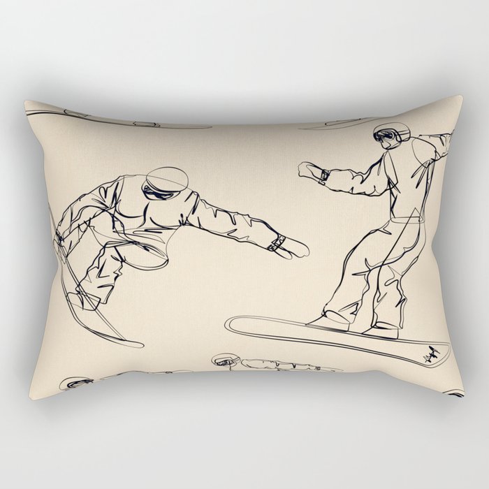 Minimal Snowboarders Line Art 2 Rectangular Pillow Gallery Image 1