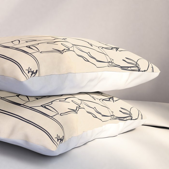 Minimal Snowboarders Line Art 2 Pillow Sham Gallery Image 3