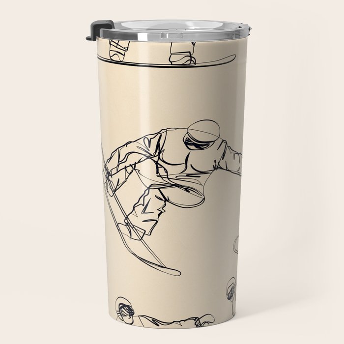 Minimal Snowboarders Line Art 2 Travel Mug Gallery Image 3