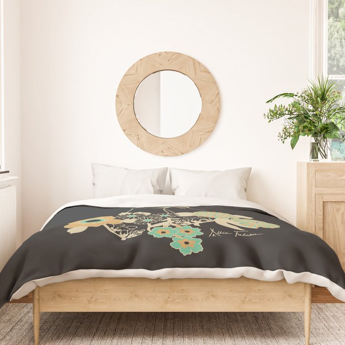 Love Stoned Cowboy Boots - Emerald, Cream, Black Duvet Cover Gallery Image 3