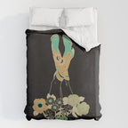 Love Stoned Cowboy Boots - Emerald, Cream, Black Duvet Cover Gallery Image 6