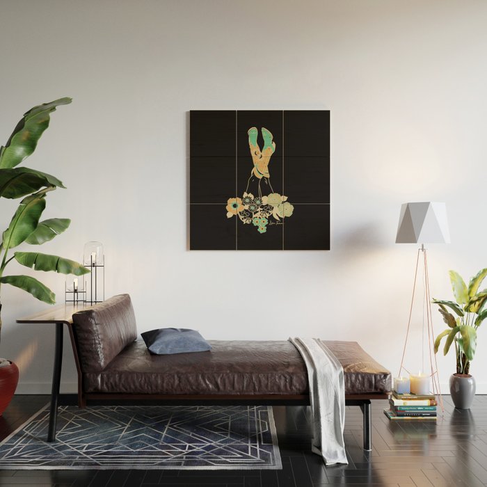 Love Stoned Cowboy Boots - Emerald, Cream, Black Wood Wall Art Gallery Image 2