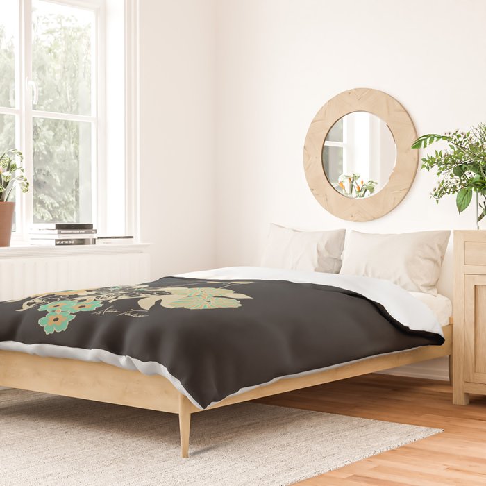 Love Stoned Cowboy Boots - Emerald, Cream, Black Duvet Cover Gallery Image 2