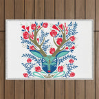 Floral Antlers - Red & Navy Outdoor Rug Gallery Image 1