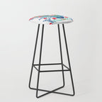 Floral Antlers - Red & Navy Stool Gallery Image 1