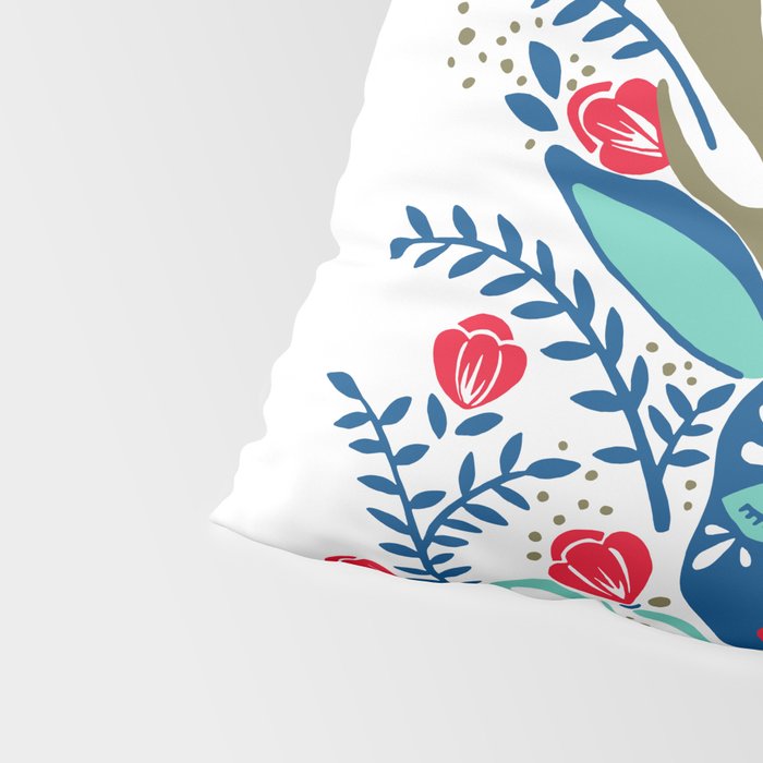 Floral Antlers - Red & Navy Pillow Sham Gallery Image 4