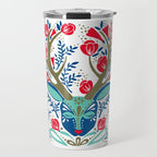 Floral Antlers - Red & Navy Travel Mug Gallery Image 1