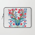 Floral Antlers - Red & Navy Laptop Sleeve Gallery Image 1