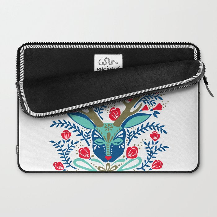 Floral Antlers - Red & Navy Laptop Sleeve Gallery Image 2
