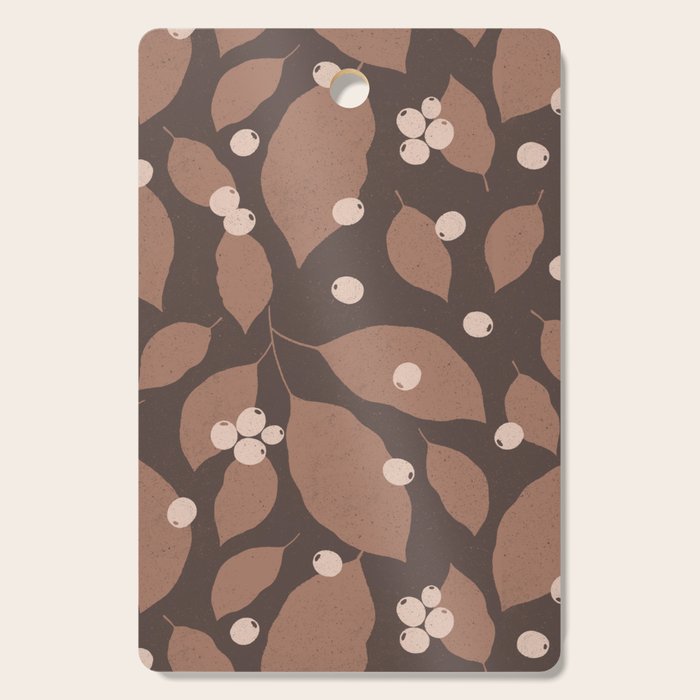 Coffee Leaves and Berries - Mocha Mousse Dark Cutting Board Gallery Image 1