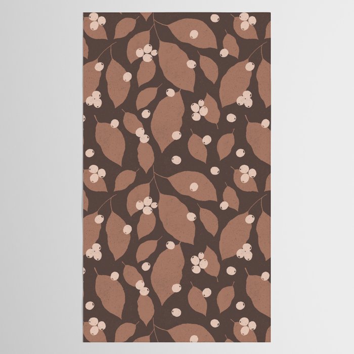Coffee Leaves and Berries - Mocha Mousse Dark Tablecloth Gallery Image 2