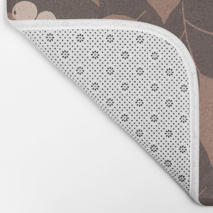 Coffee Leaves and Berries - Mocha Mousse Dark Bath Mat Gallery Image 2