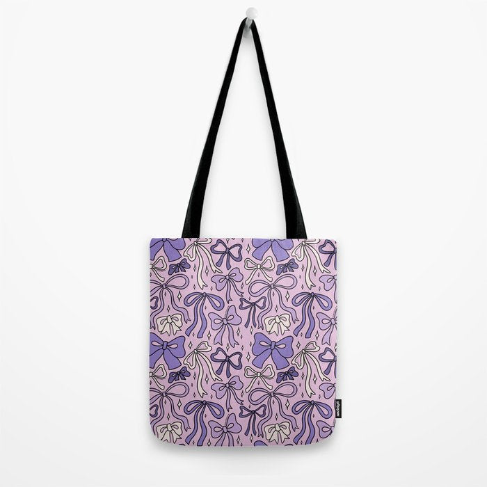 Purple Bow Print Tote Bag Gallery Image 2