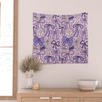 Purple Bow Print Wall Tapestry Gallery Image 2