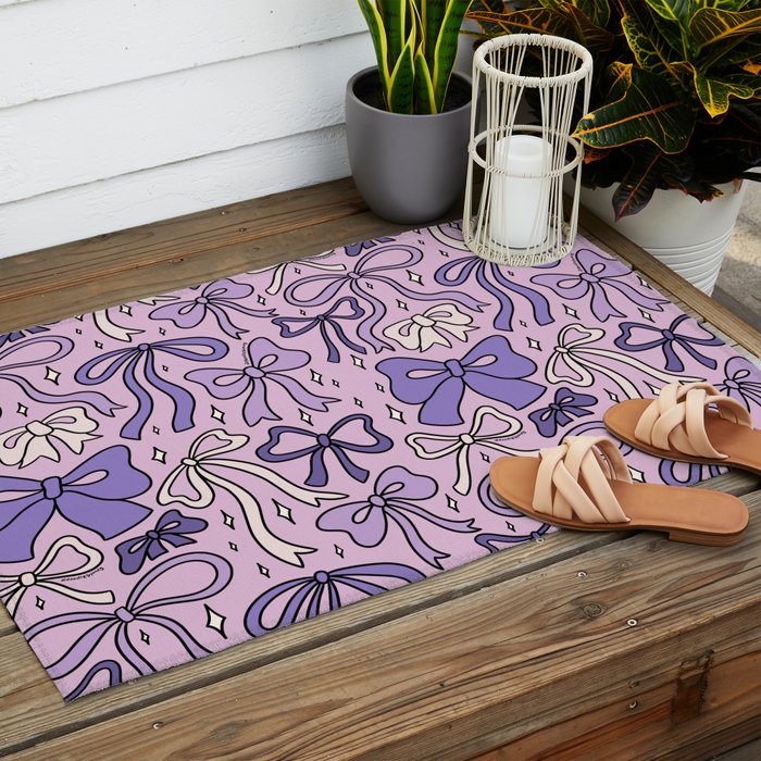 Purple Bow Print Outdoor Rug Gallery Image 2