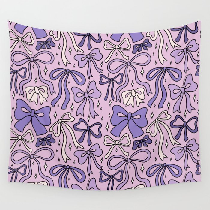 Purple Bow Print Wall Tapestry Gallery Image 4